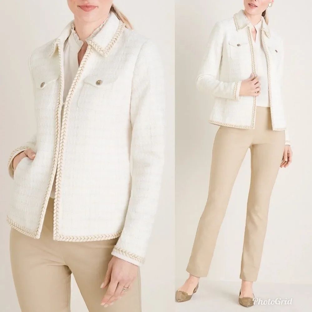 Chico’s Braid-Trimmed Tweed Blazer Jacket